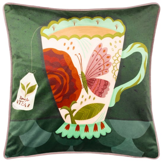 Kate Merritt Time For Tea Piped Velvet Cushion Cover