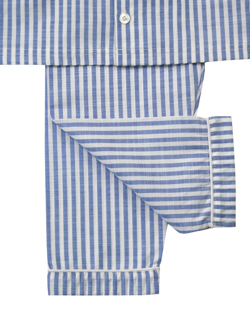 Boys Mid Blue & White Stripe Cotton Pyjama Set
