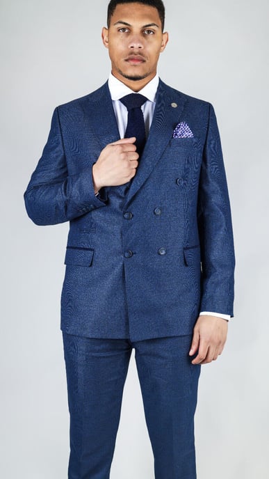 Men's Classic Blue Double Breasted 2-Piece Suit - Image 2