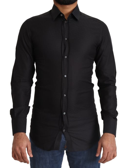 Dolce & Gabbana Black GOLD Bomull Slim Klänning Formell Herrskjorta - Image 1
