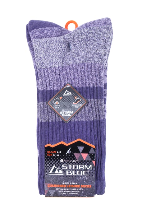 3 Pairs Ladies Anti Blister Cotton Hiking Socks with Padded Sole - Image 2