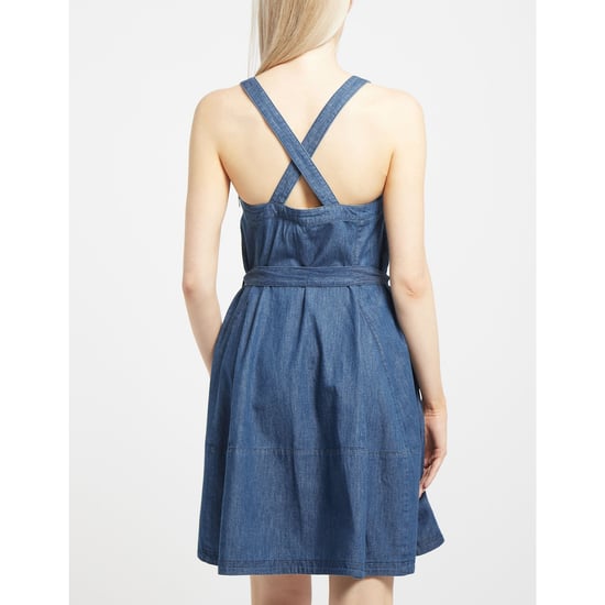 Women's Armani Belt Flare Denim Dress in Denim - Image 4