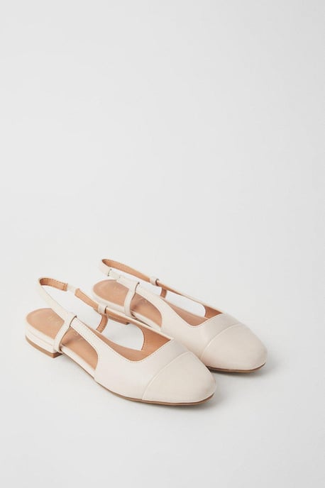 Wide Fit Penelope Slingback Toe Cap Detail Flat Pumps