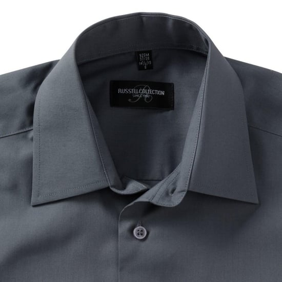 Russell Collectie Heren Korte Mouwen Poly-Katoen Easy Care op maat gemaakt Poplin Shirt (Konvooi Grijs) - Image 4