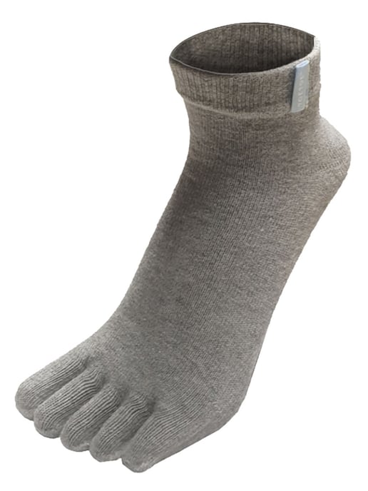 TOETOE - Mens & Ladies Essential Moisture Wicking Cotton Ankle Toe Socks - Grey - Image 1