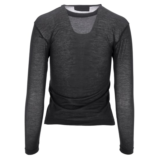 Balenciaga Figurnära Crewneck Långärmad Topp i Grå Bomull - Image 3