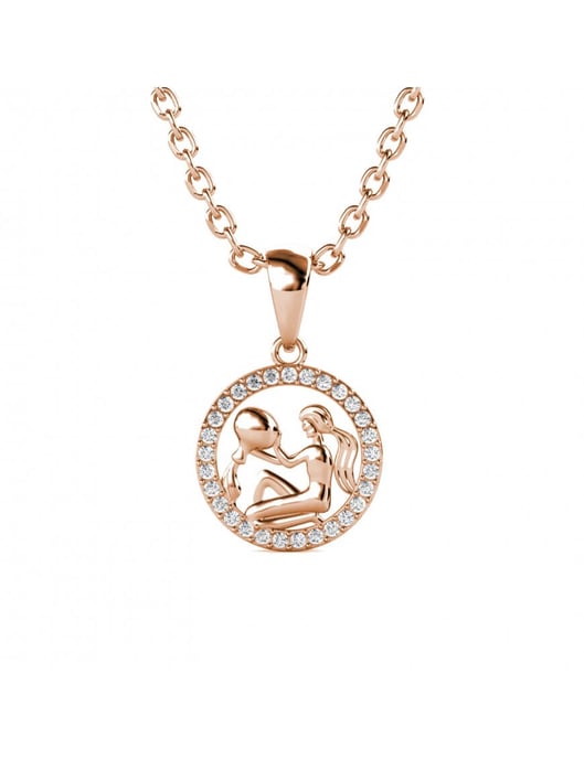 Aquarius Zodiac-hänge - roséguld och kristall - Image 1