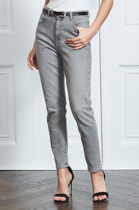 Mid Grey Slim Leg Mom Jeans