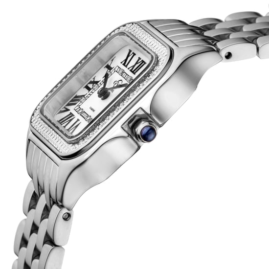 GV2 Milan Women's Swiss Quartz Silver Dial Stainless Steel Diamonds Watch