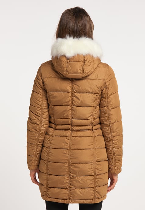 faina quilted coat with faux fur caspio