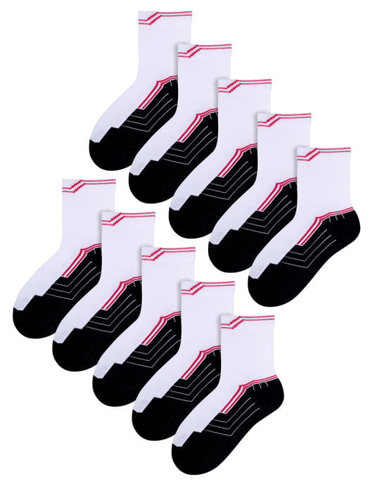 10 Pair Multipack Boys PE Socks | Steven | Breathable Low Cut White Sport Socks for Kids - Style 1