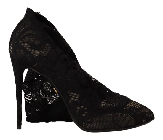 Dolce & Gabbana Women's Black Stretch Socks Taormina Lace Boots Shoes - Image 1