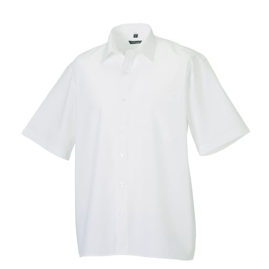 Russell Collection Mens Poplin Easy-Care Short-Sleeved Shirt (White) - Image 3