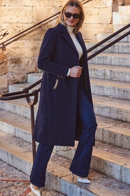 Navy Blue Premium Longline Coat