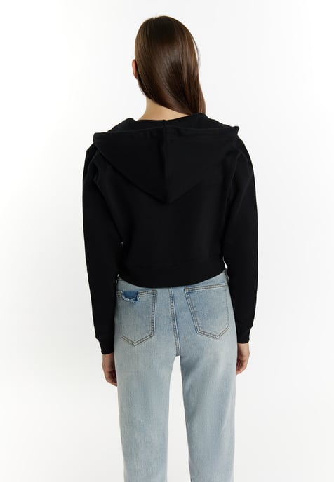 Mymo Bijgesneden hoodie met rits Dames zwart - Image 4
