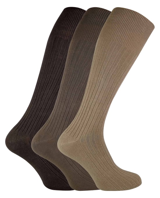 Sock Snob 3 paar kniehoge herensokken van 100% katoen - Bruin - Image 1