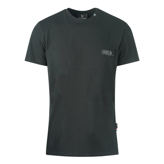 Plein Sport Leather Patch Logo Black T-Shirt - Image 1
