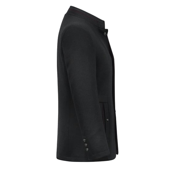 Kort Slim Fit-kappa för män med ståkrage Business Casual Ullöverrock Svart - Image 2