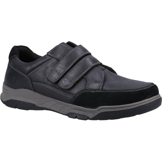 Hush Puppies Mens Fabian Leather Double Strap Shoes (Black) - Image 1