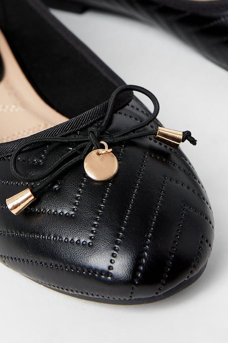 Phoenix Quilted Detail Comfort Bow Ballet Pumps