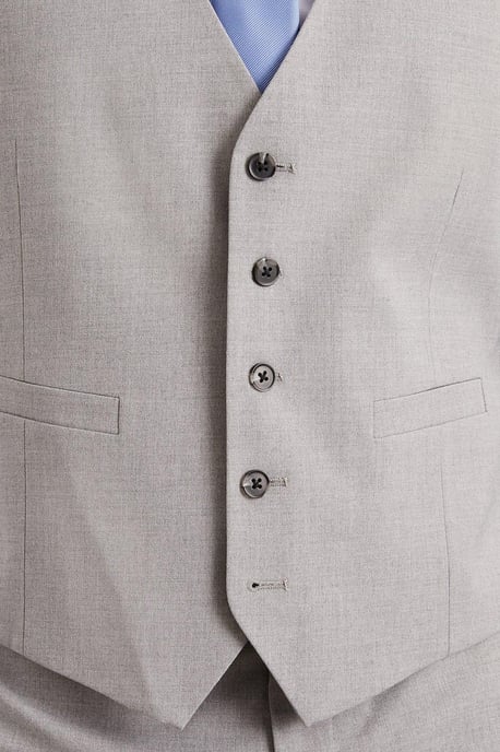Tailored Fit Light Grey Essential Waistcoat