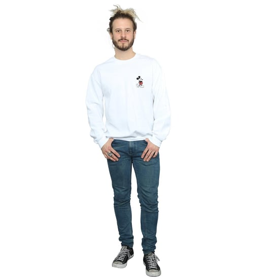 Disney Heren Mickey Mouse Kickin Retro Borst Sweatshirt (Wit) - Image 4