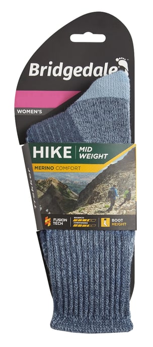 Bridgedale - Ladies Hiking Midweight Merino Wool Socks - Blue - Image 2