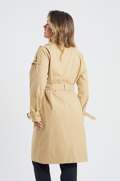 Stone 'Noelle' Cotton Twill Double Breasted Mac
