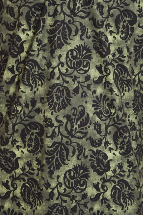 Floral Polo Shirt with Contrast Collar & Sleeves in Green