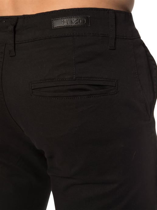 Enzo | Heren Slim Fit Stretch Chino Shorts - Zwart - Image 4