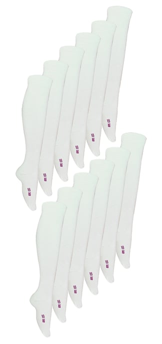 12 par multipack knähöga bambustrumpor för barn | Sock Snob | Mjuka och andningsbara flerfärgade långa skolstrumpor - vit - Image 1