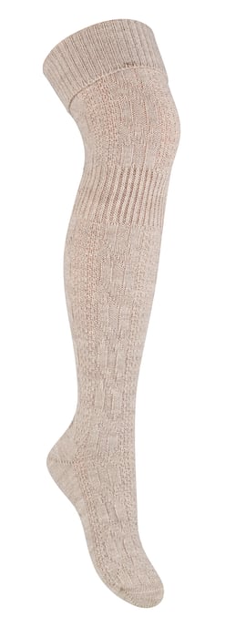 Ullstrumpor över knäet för kvinnor | Steven | Vintervarma tjocka långa strumpor - Beige - Image 1