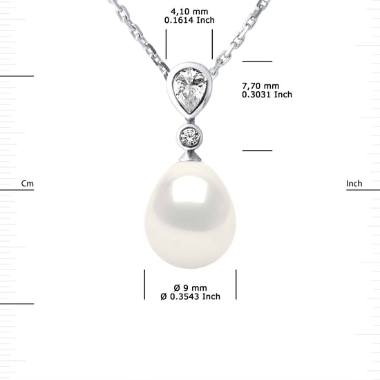 DROP Necklace Freshwater Pearl Jewelry 9-10mm White 925