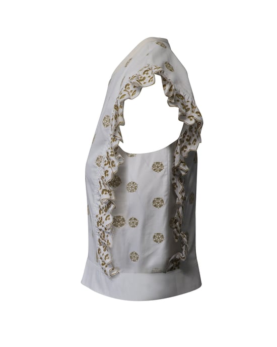Chloe Broderie Anglaise Crop Top i Vit Bomull - Image 2