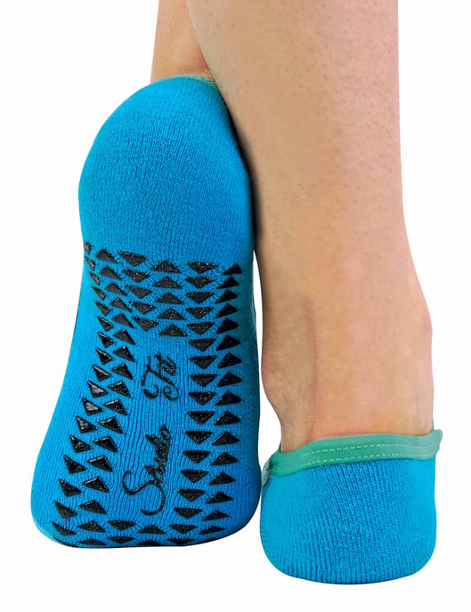 2 Pairs Ladies Non Slip Grip Invisible Pilates Yoga Socks with Straps - Image 2