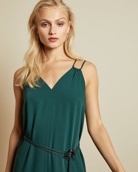 Ted Baker Rheya Cord Trim Wide Leg Jumpsuit, Dark Green - Image 4