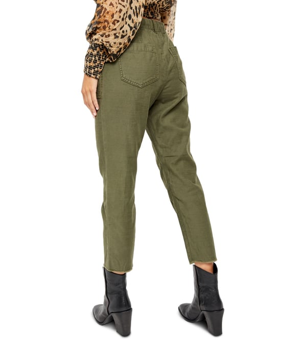 Free People Women Pants Green Comfort Raw Ankle Boyfriend