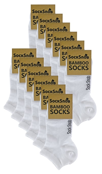 12 Pair Multipack Mens Bamboo Trainer Socks | Breathable Socks - White - Image 2