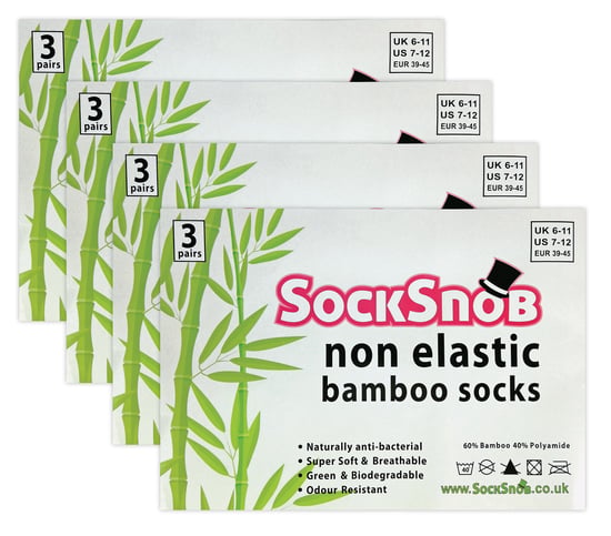 Bambustrumpor med lös passform för herrar | 12 par Multipack | Sock Snob | Diabetikervänliga strumpor med mjuk topp - Beige - Image 2