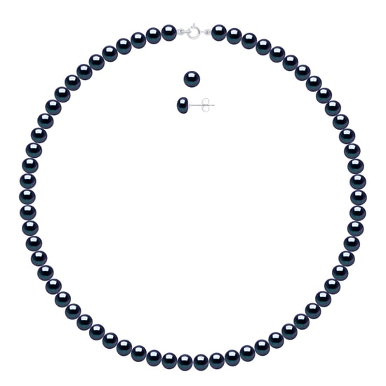 Set being composed of : Necklace of Real Cultured Freshwater Pearls Semi Round 6-7 mm