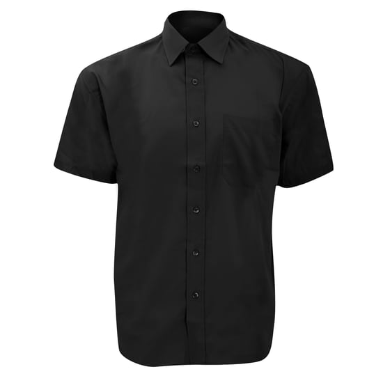 Russell Collection Mens Short Sleeve Poly-Cotton Easy Care Poplin Shirt (Black) - Image 1