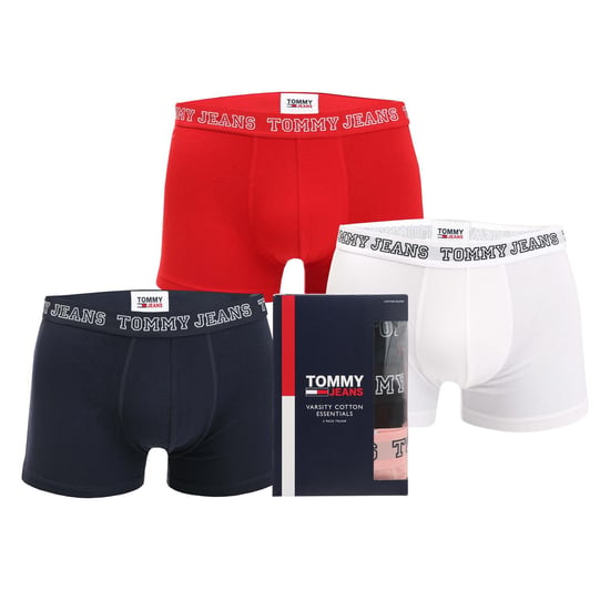 Men's Tommy Hilfiger 3 Pack Logo Waistband Trunks in Black white red