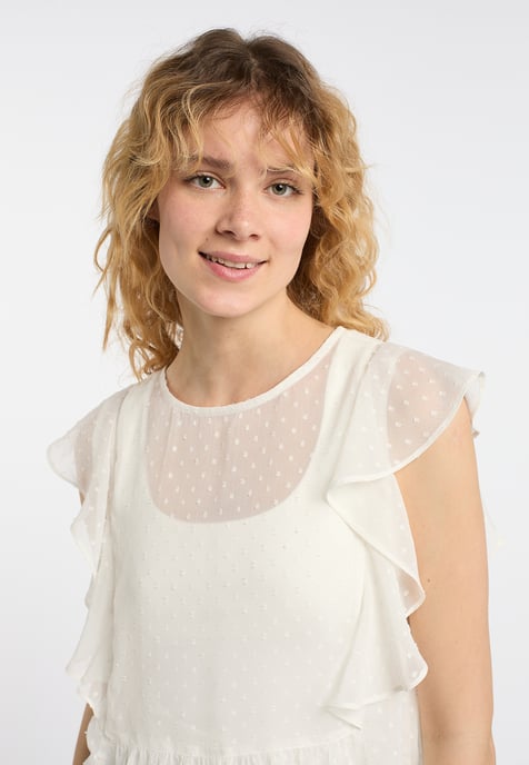 Dreimaster blouse met korte mouwen Dames wolwit - Image 5