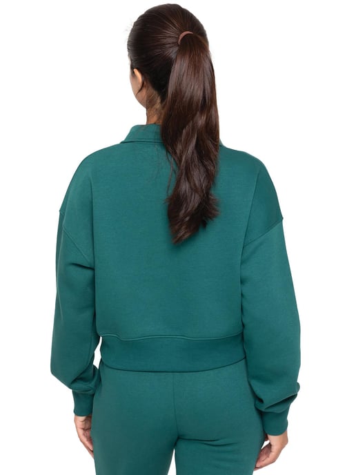 Enzo | Womens Half Zip Sweatshirt - Forest Green - Image 3