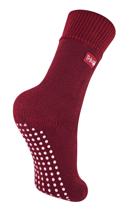 Kids Indoor Slipper Socks with Grippers | THMO | Thick & Warm Comfort Loose Top Non Slip Thermal Socks - Fuchsia - Image 1