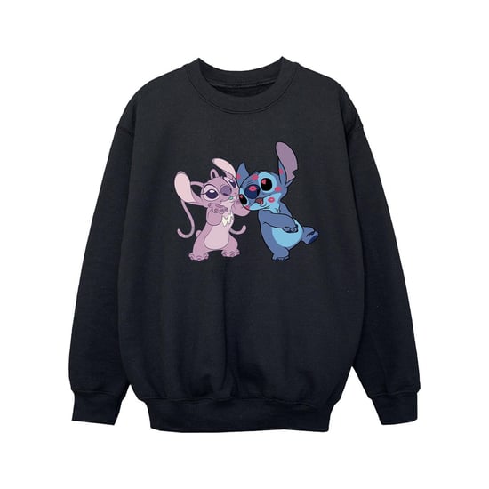Disney Girls Lilo & Stitch Kisses Sweatshirt (Black) - Image 1