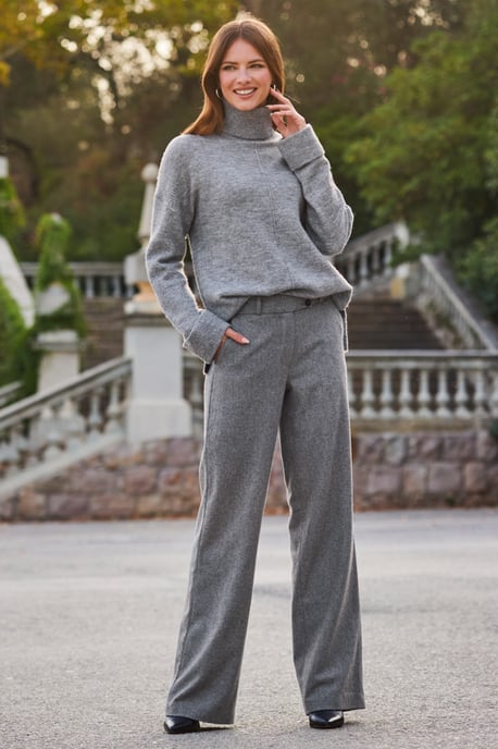 Grey Marl Folded Cuff Jumper