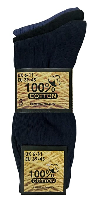 6 Pack Mens Soft 100% Cotton Breathable Coloured Ribbed Dress Socks - Image 2