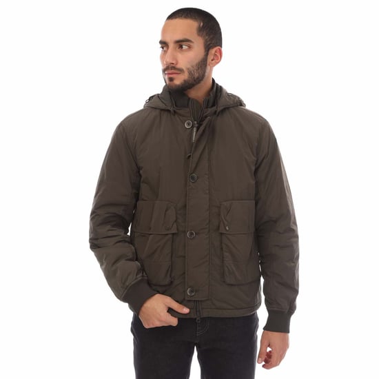 Men's C.P. Company Chrome-R Goggle Lens Bomber Jacket in Brown
