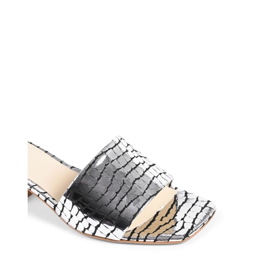 19V69 Italia Womens Sandal Silver NEPER PITONE STAMP NERO ARGENTO